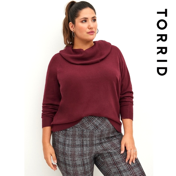 torrid Sweaters - TORRID Women's Burgundy Wine Ultra Soft Cowl Neck Pullover Sweater Size 4X